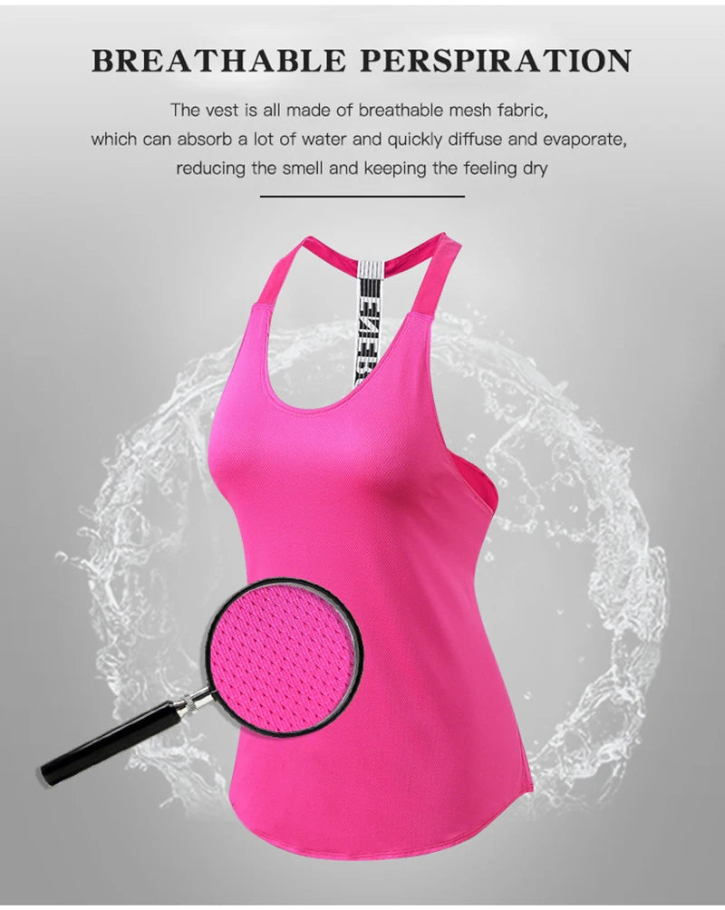 Tops de gimnasio para mujer, Top negro sin mangas para Yoga, camiseta de Fitness para mujer, chaleco para gimnasio, entrenamiento para correr, Tops deportivos, camiseta sin espalda con letras