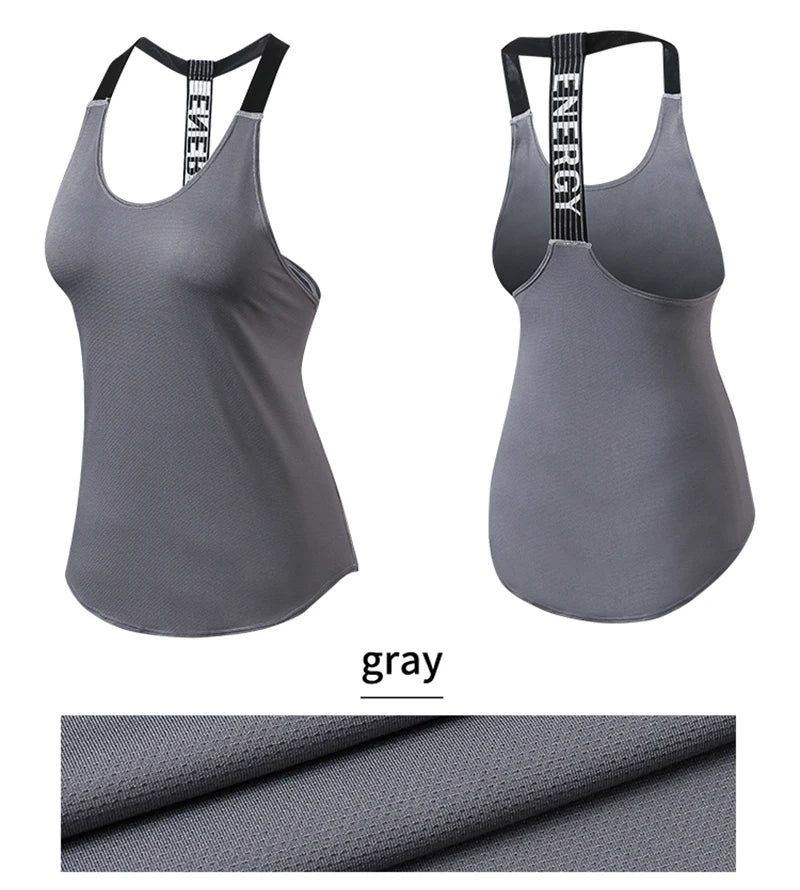 Tops de gimnasio para mujer, Top negro sin mangas para Yoga, camiseta de Fitness para mujer, chaleco para gimnasio, entrenamiento para correr, Tops deportivos, camiseta sin espalda con letras