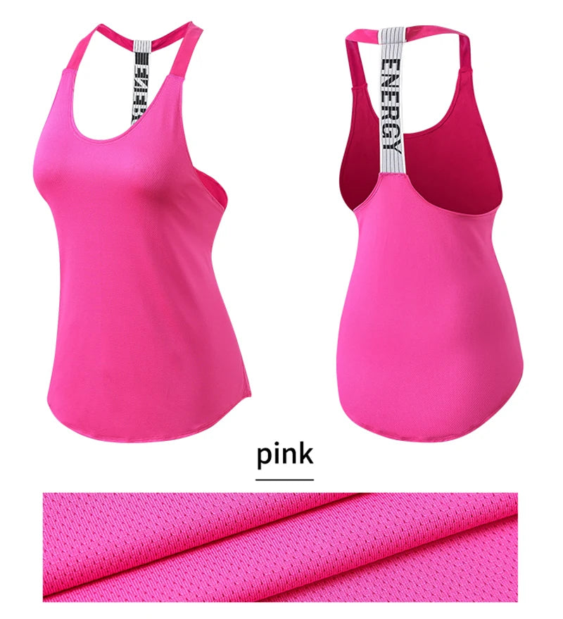 Tops de gimnasio para mujer, Top negro sin mangas para Yoga, camiseta de Fitness para mujer, chaleco para gimnasio, entrenamiento para correr, Tops deportivos, camiseta sin espalda con letras