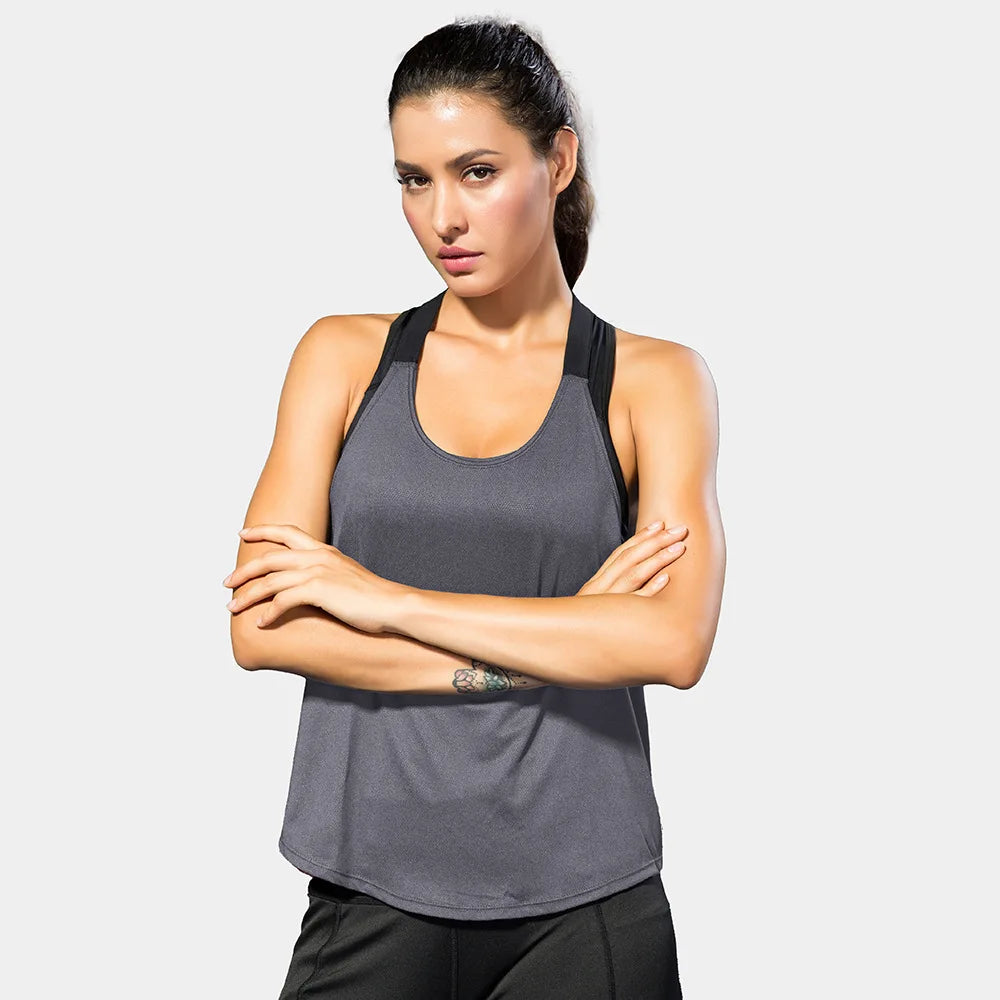 Tops de gimnasio para mujer, Top negro sin mangas para Yoga, camiseta de Fitness para mujer, chaleco para gimnasio, entrenamiento para correr, Tops deportivos, camiseta sin espalda con letras