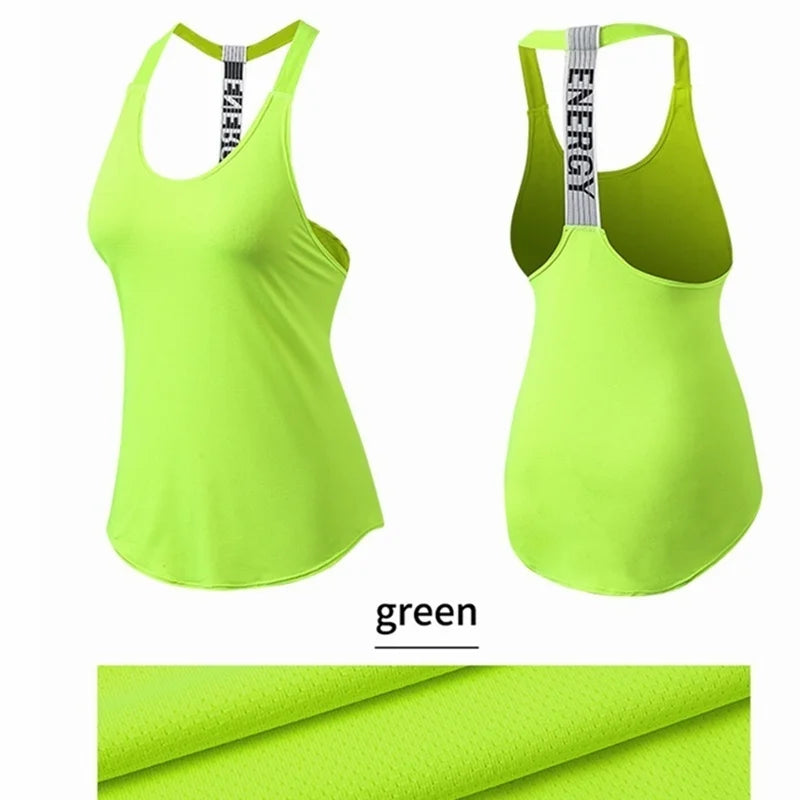 Tops de gimnasio para mujer, Top negro sin mangas para Yoga, camiseta de Fitness para mujer, chaleco para gimnasio, entrenamiento para correr, Tops deportivos, camiseta sin espalda con letras