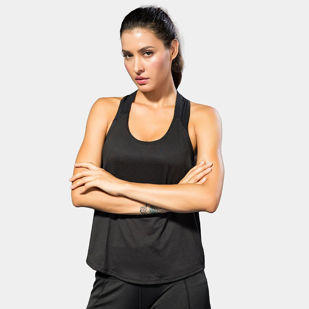 Tops de gimnasio para mujer, Top negro sin mangas para Yoga, camiseta de Fitness para mujer, chaleco para gimnasio, entrenamiento para correr, Tops deportivos, camiseta sin espalda con letras
