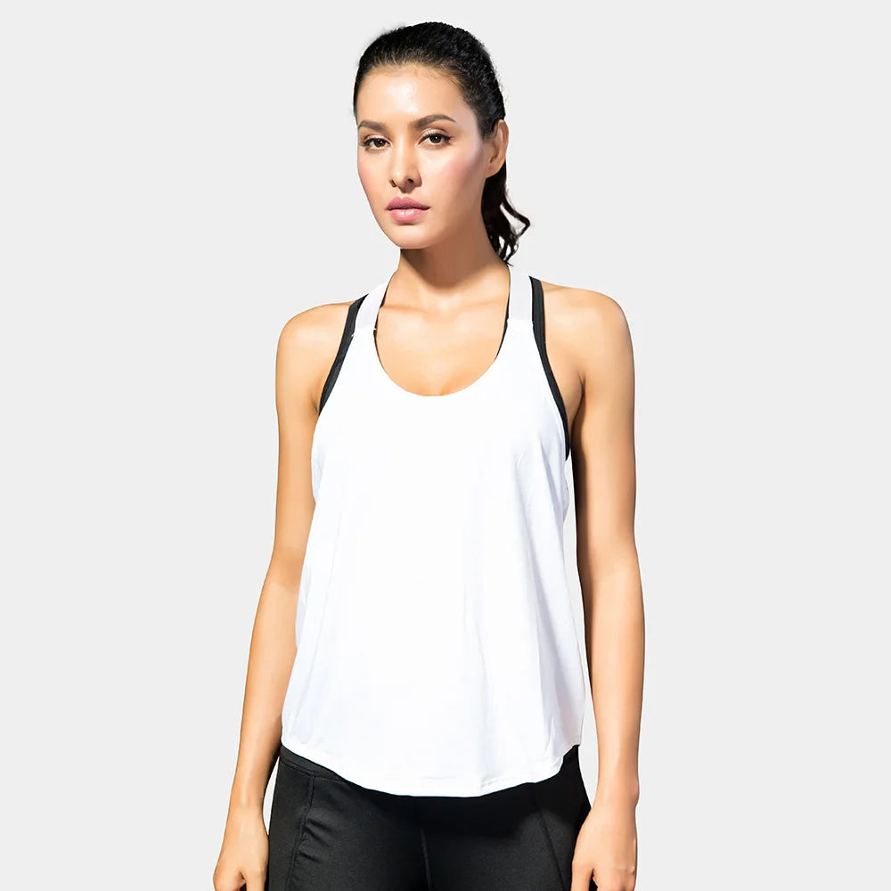 Tops de gimnasio para mujer, Top negro sin mangas para Yoga, camiseta de Fitness para mujer, chaleco para gimnasio, entrenamiento para correr, Tops deportivos, camiseta sin espalda con letras